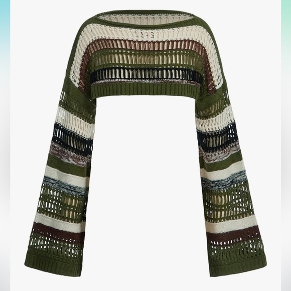 None Tops - Knitted Striped crop top oversized sz M NEW!